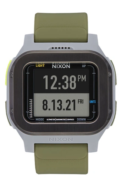 Nixon Regulus Expedition Digital Silicone Strap Chronograph Watch, 47.5mm In Gunmetal / Surplus