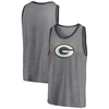 FANATICS FANATICS BRANDED HEATHERED GRAY/HEATHERED CHARCOAL GREEN BAY PACKERS FAMOUS TRI-BLEND TANK TOP