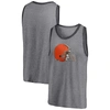 Fanatics Men's  Heathered Gray And Heathered Charcoal Cleveland Browns Famous Tri-blend Tank Top In Heather Gray