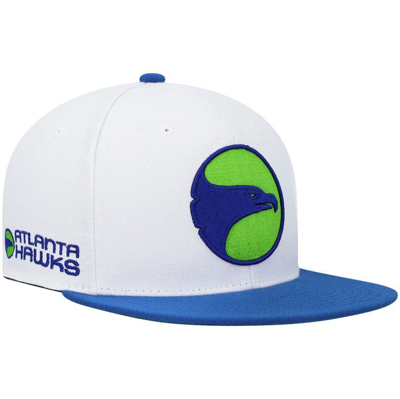 Mitchell & Ness Men's  White, Royal Atlanta Hawks Hardwood Classics Snapback Hat In White,royal