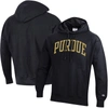 Champion Black Purdue Boilermakers Team Arch Reverse Weave Pullover Hoodie In Black