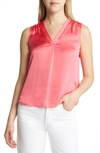 Vince Camuto Rumpled Satin Blouse In Lush Coral