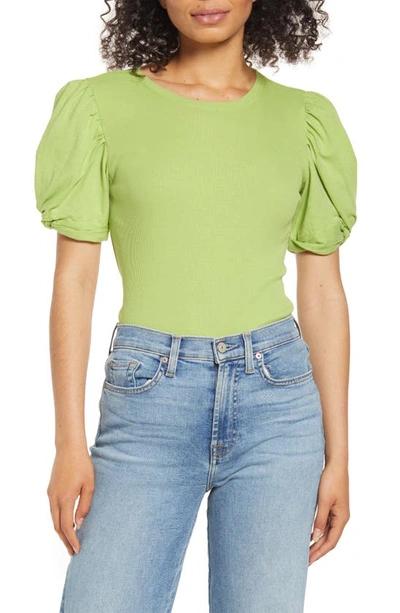 1.state Puff Sleeve Rib Knit T-shirt In Herbal Garden