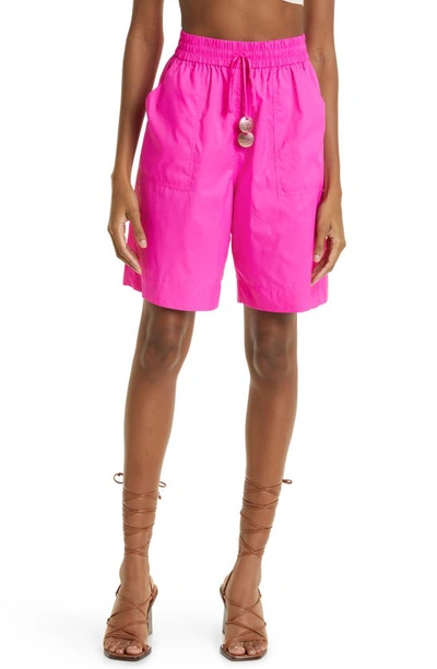 Staud Jeter Recycled Taffeta Shorts In Bougainvillea