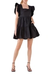 English Factory Babydoll Ruffled Minidress In Black