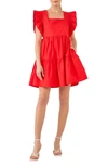 English Factory Cotton Minidress In Red