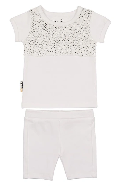 Maniere Babies' Cotton Blend Top & Shorts Set In White