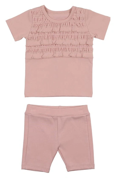 Maniere Babies' Ruffle Top & Shorts Set In Pink