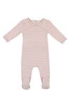 Maniere Babies' Directional Stripe Cotton Blend Footie In Pink