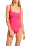 Sea Level Square Neck One-piece Swimsuit In Hot Pink
