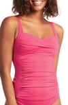 Sea Level Twist Front Multifit Tankini Top In Hot Pink