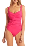 Sea Level Twist Front Multifit One-piece Swimsuit In Hot Pink