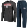 CONCEPTS SPORT CONCEPTS SPORT NAVY/HEATHERED CHARCOAL GONZAGA BULLDOGS METER LONG SLEEVE T-SHIRT & trousers SLEEP SET