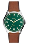 FOSSIL DAYLINER LEATHER STRAP WATCH, 42MM