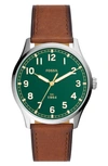 Fossil Dayliner Leather Strap Watch, 42mm In Luggage