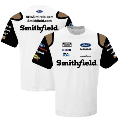 Stewart-haas Racing Team Collection White Aric Almirola Smithfield Sublimated Uniform T-shirt