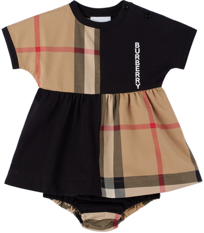 Burberry Baby Vintage Check Cotton Dress And Bloomers Set In Black