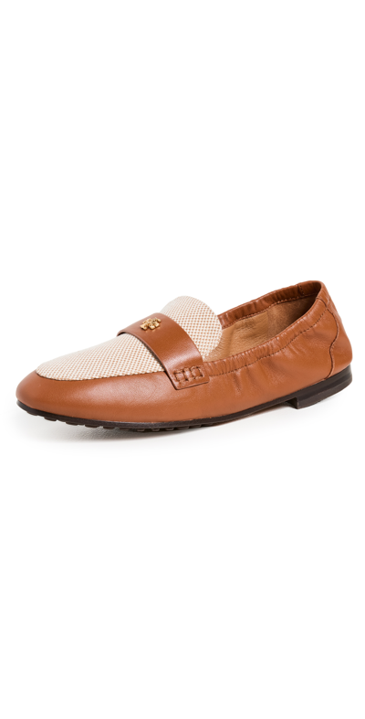 Tory Burch Bicolor Medallion Ballet Loafers In Tan/ecru