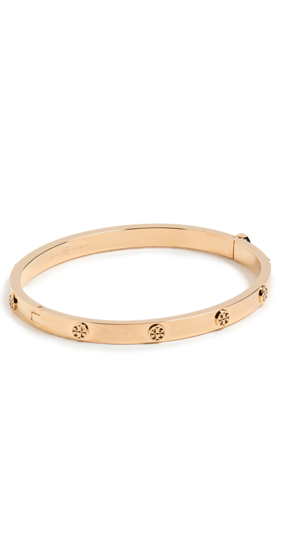 Tory Burch Miller Stud 5mm Hinge Bracelet In Tory Gold