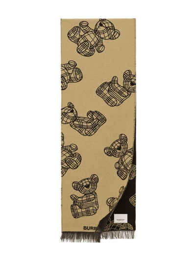 Burberry Kids' Thomas Bear Jacquard Scarf In Neutrals