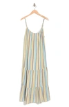 Stitchdrop Out East Stripe Sleeveless Dress In Aqua