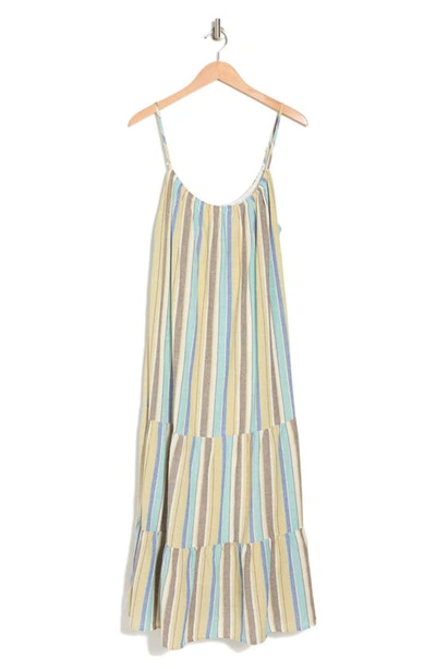 Stitchdrop Out East Stripe Sleeveless Dress In Aqua