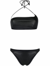 Attico Sheen Crossover Bikini - Women's - Polyester/elastane In Black