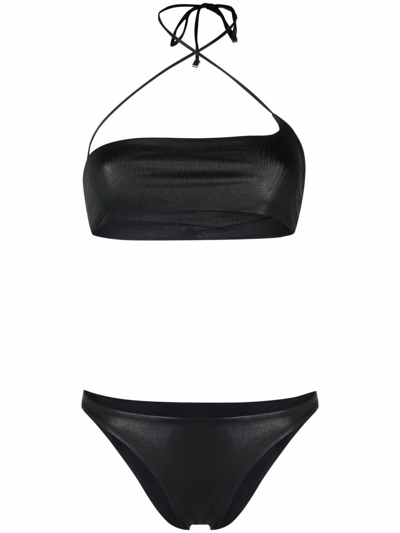 Attico Crossover-strap Detail Bikini Set In Black