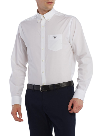 Gant Shield Logo Regular Fit Texture Shirt In White In 110 White