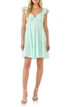 English Factory Check Print Tiered Minidress In Green
