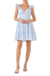 English Factory Check Print Tiered Minidress In Blue