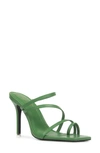 Black Suede Studio Cindy Strappy Stiletto Slide Sandals In Green Leather