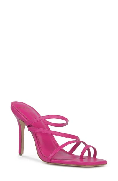 Black Suede Studio Cindy Strappy Stiletto Slide Sandals In Fuchsia Leather