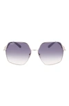 Ferragamo Gancini 61mm Gradient Rectangular Sunglasses In Silver/ Blue