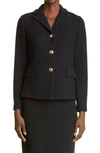 St John Notched Compact Boucle Knit Jacket In Black