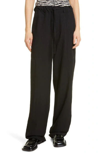 Proenza Schouler White Label Drawstring-waist Poplin Trousers In Black