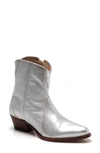 Free People New Frontier Western Bootie In Silver Leather