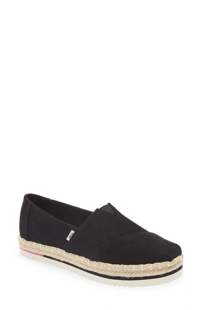 Toms Women's Alpargata Platform Espadrille Slip-ons In Black Heavy Twill