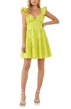 Endless Rose Ruffle Sweetheart Tiered Minidress In Lime