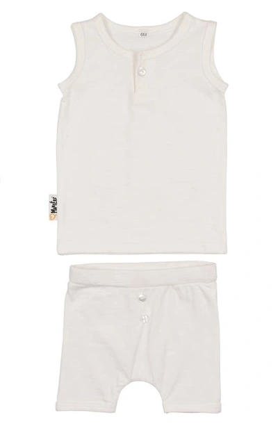 Maniere Babies' Manière Kids' Button Tank Top & Shorts In White