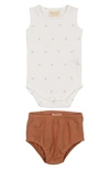 Maniere Babies' Cotton Tank Top & Bloomers Set In Camel