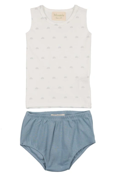 Maniere Babies' Cotton Tank Top & Bloomers Set In Blue