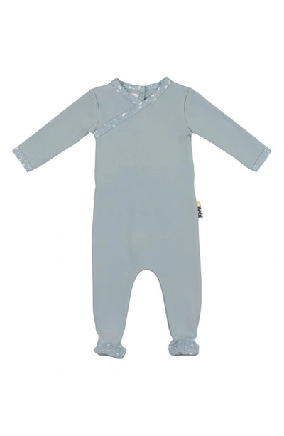 Maniere Babies' Speckle Trim Wrap Stretch Cotton Footie In Powder Blue