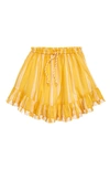 Zimmermann Kids' Anneke Flounce Print Cotton Skirt In Marigold Stripe