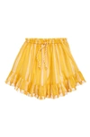 Zimmermann Kids' Anneke Flounce Print Cotton Skirt In Yellow