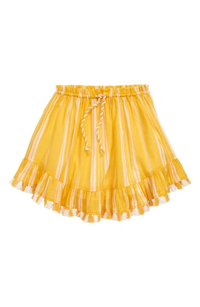 Zimmermann Kids' Anneke Flounce Print Cotton Skirt In Marigold Stripe