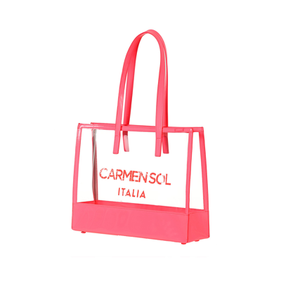 Carmen Sol Capri Clear Mid Tote In Neon Pink