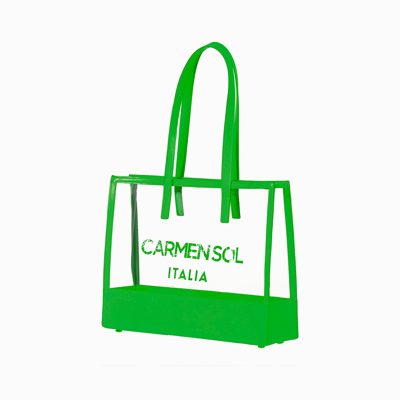 Carmen Sol Capri Clear Mid Tote In Neon Green