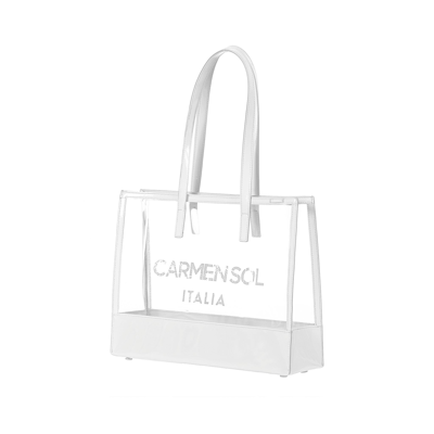 Carmen Sol Capri Clear Mid Tote In White