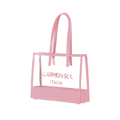 Carmen Sol Capri Clear Mid Tote In Baby-pink